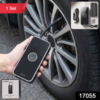 Compact portable air compressor with multiple nozzle adapters and digital pressure display
