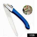 Compact folding gardening saw ready for storage or transport.