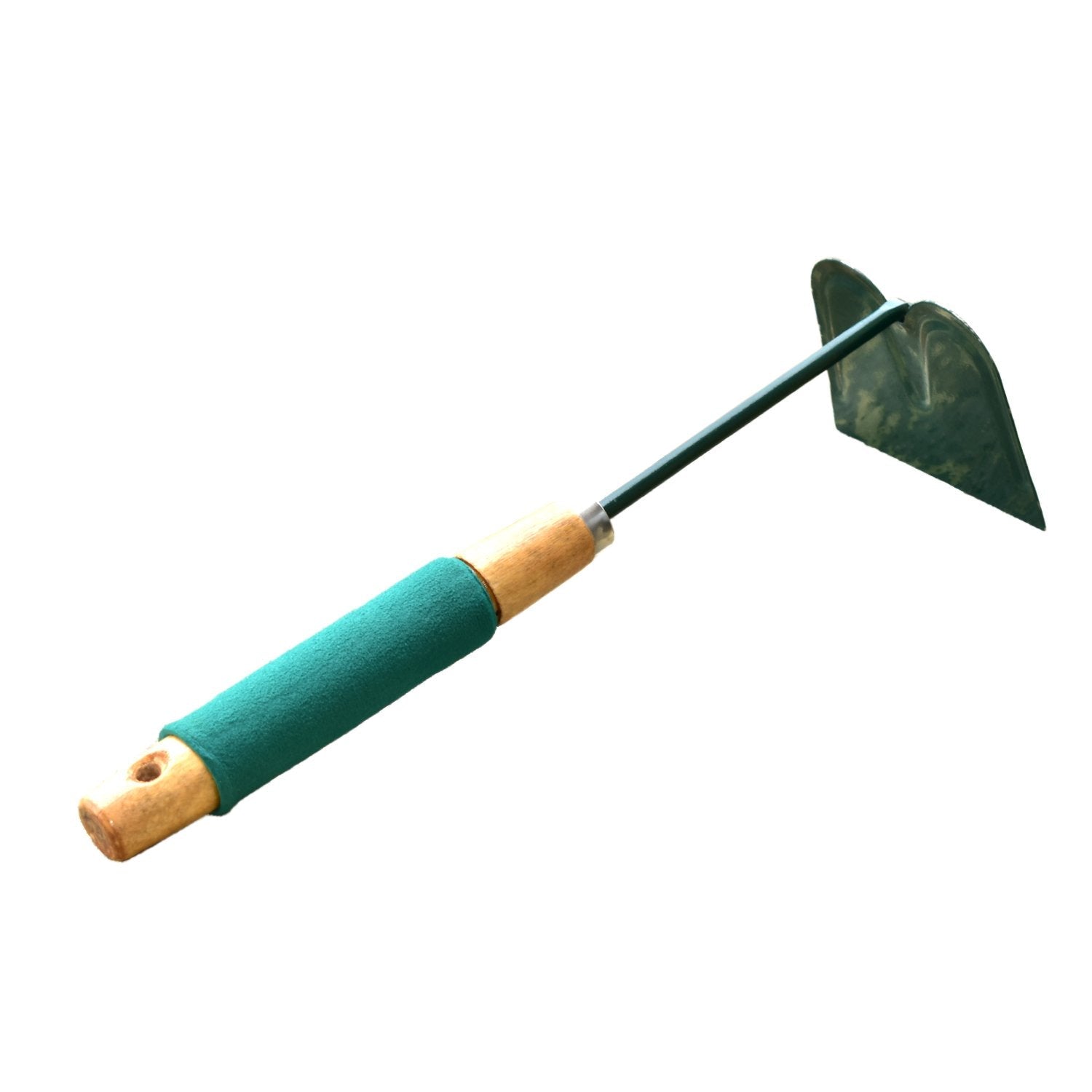 Overhead view of the heavy-duty gardening hoe, perfect for digging and weeding.