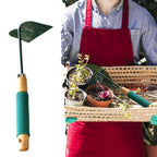 The complete gardening hoe, showcasing its balanced design for easy handling.