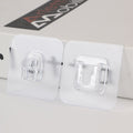 A pack of 20 GlimmerHome heavy-duty adhesive wall hooks shown for drill-free home organization.