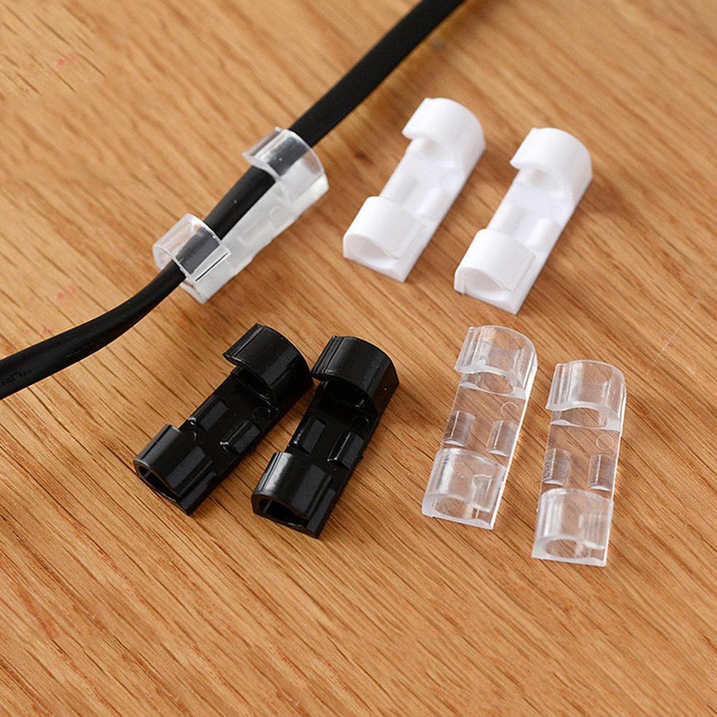 Various cable management clips showcasing their compact and functional design.