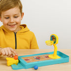 A vibrant Mini Finger Basketball Game set ready for play on a table.