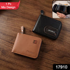 Front view of zip-around card holder wallet showing compact design