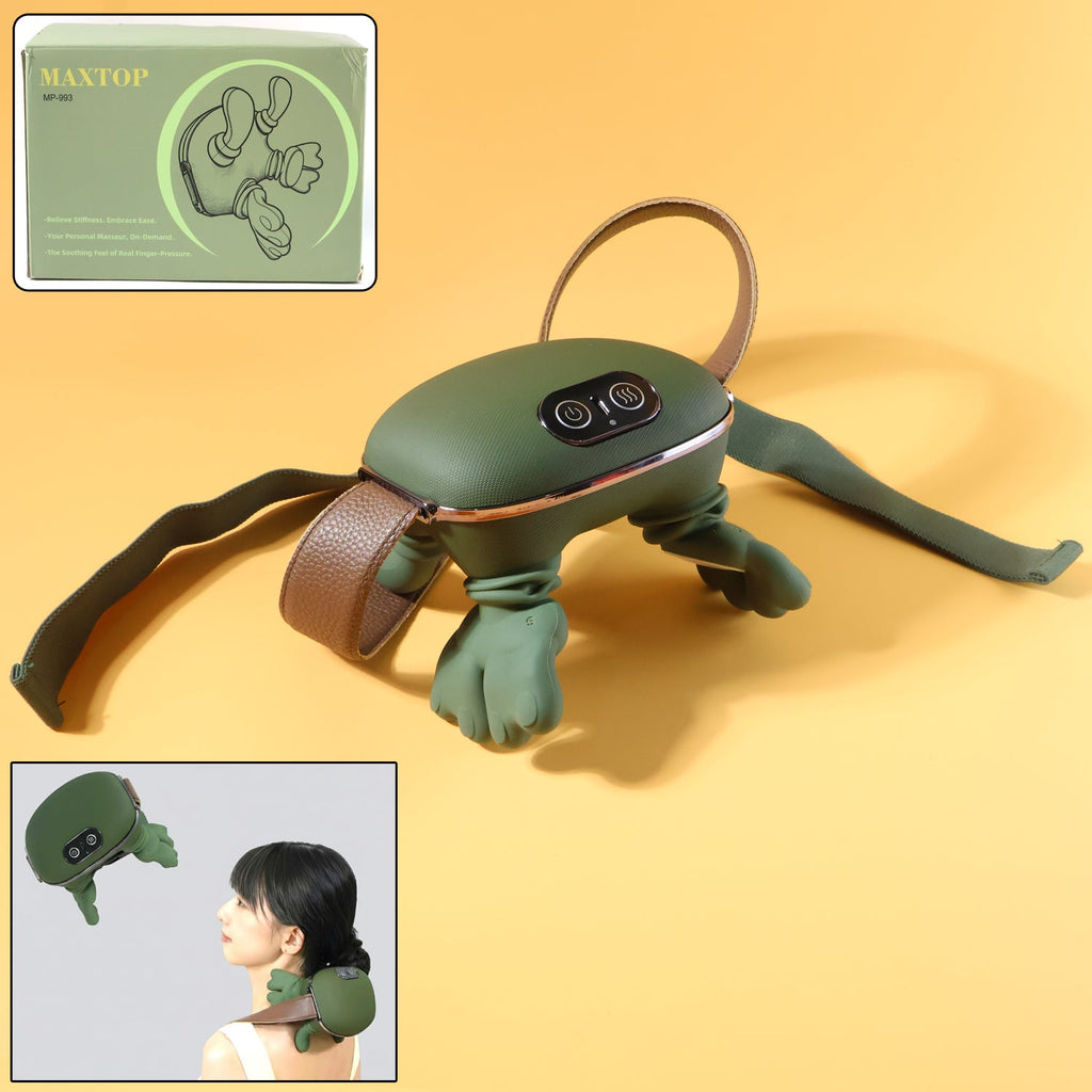 Close-up of finger-pressure kneading nodes on neck and shoulder massager