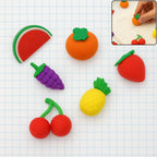 Vibrant 3D Kids Erasers Set in assorted shapes, perfect for school.