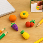 A diverse set of colorful 3D fancy erasers for kids in various shapes and designs.