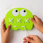 Stitch Mee Puzzle Toy pieces creatively arranged into a flower design.