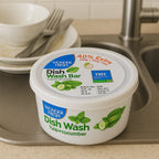 Wonder Fresh Dishwash Bar 350g in Fresh Mix Flavor with a super scrubber on a clean surface.