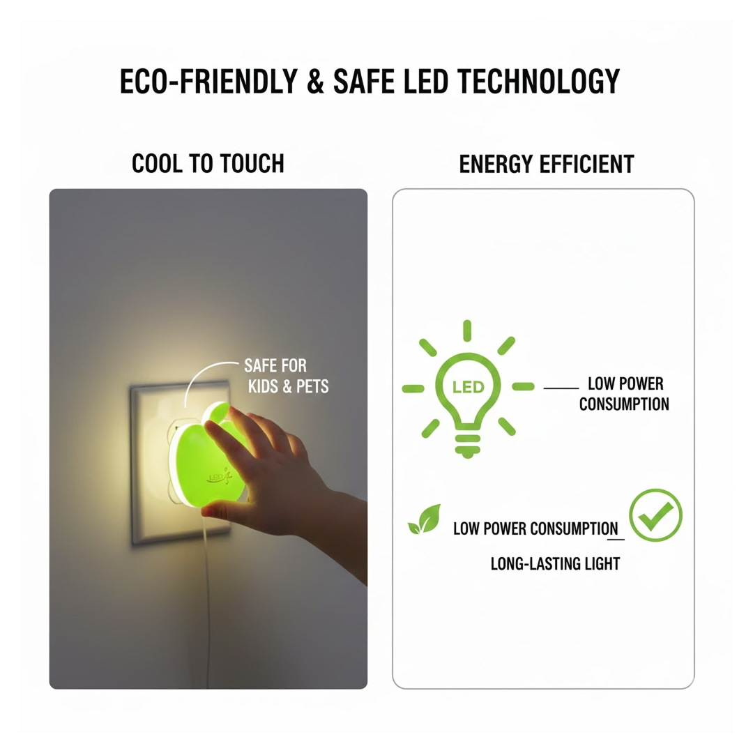Side view of the energy-saving LED 3D Illusion Night Light, showing its compact size and modern aesthetics.