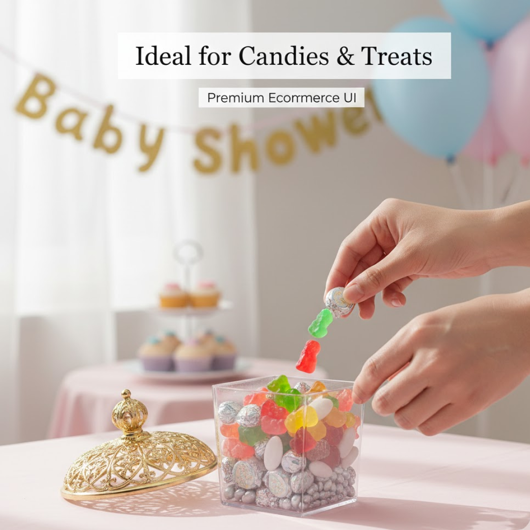 Plastic candy container perfect for baby shower treats