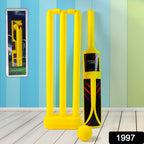 Children playing with the lightweight plastic Kids Cricket Kit outdoors.
