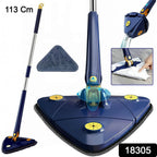 Microfiber triangle mop cleaning a floor, showcasing its efficient design.