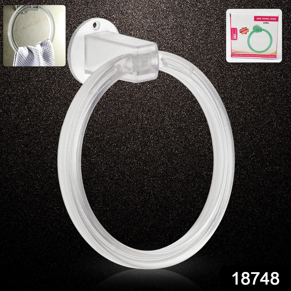 Close-up view of the unbreakable ABS towel ring, highlighting its smooth, clear plastic finish.