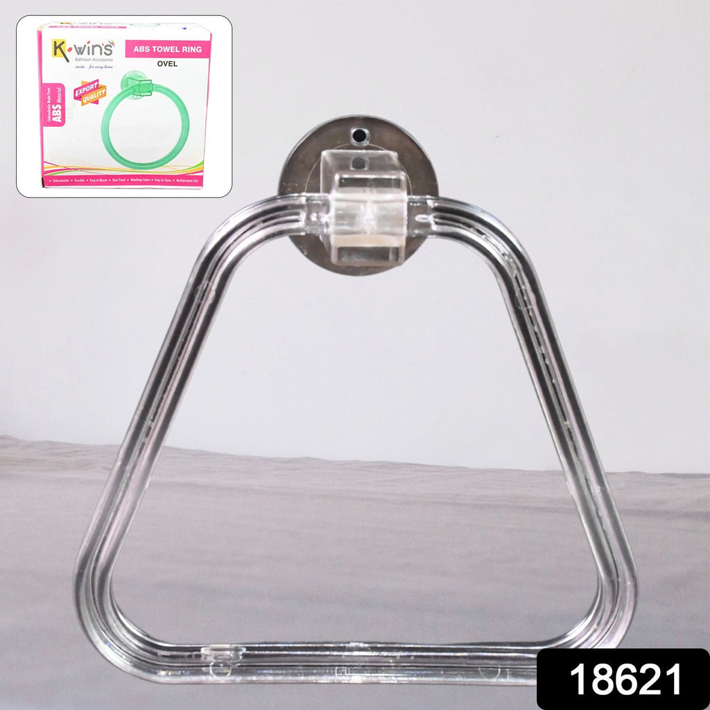 BathNova's square ABS towel ring holder elegantly mounted on a bathroom wall.