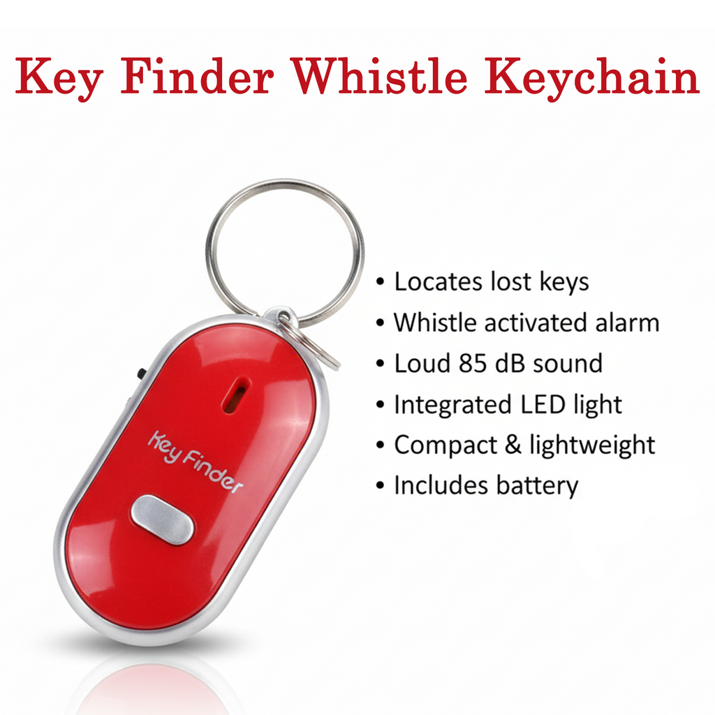 Packaging of the key finder with LED light showing product details