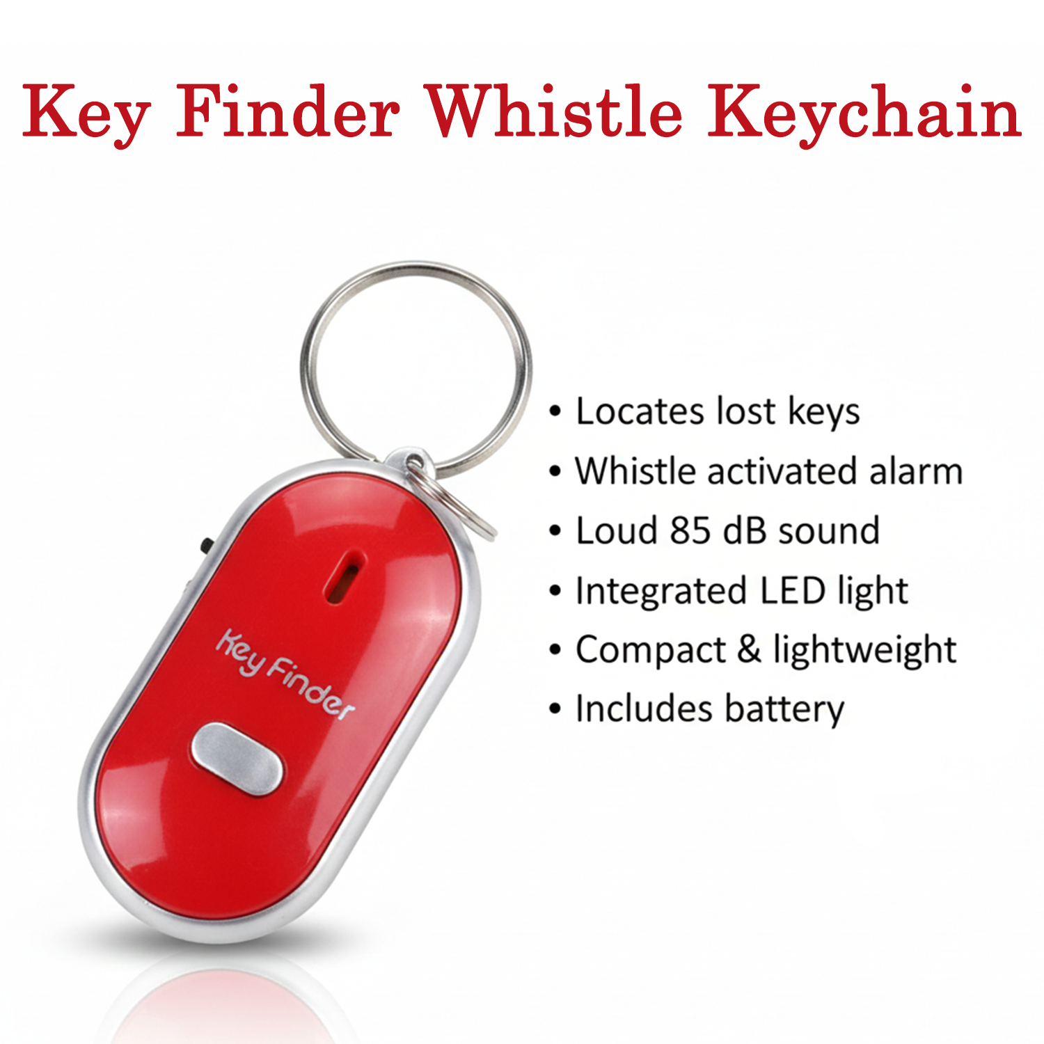 Packaging of the key finder with LED light showing product details