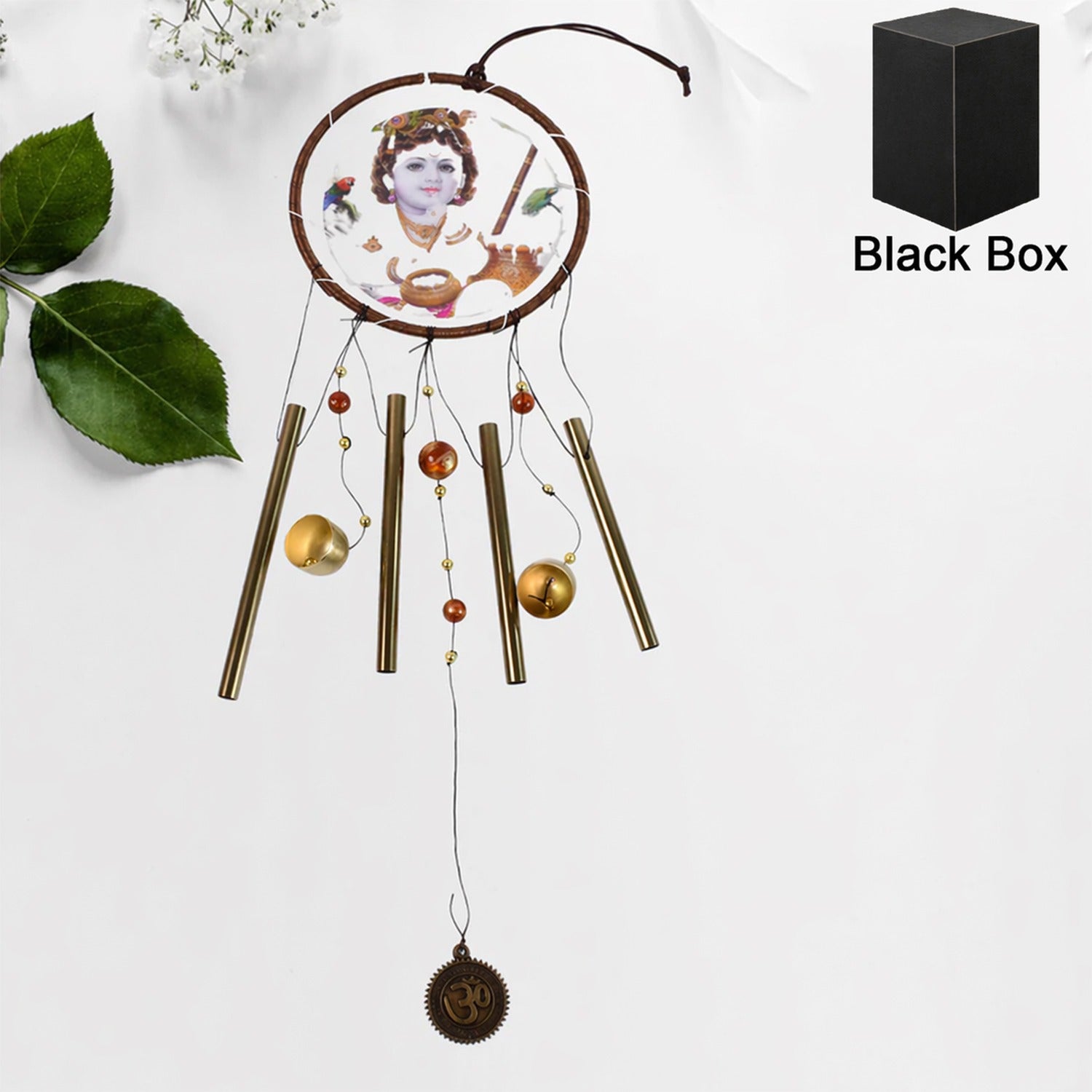 Side angle of Krishna Dream Catcher Wind Chime showing pendant detail
