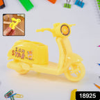 Bike shaped pencil sharpener on white background highlighting fun stationery accessory