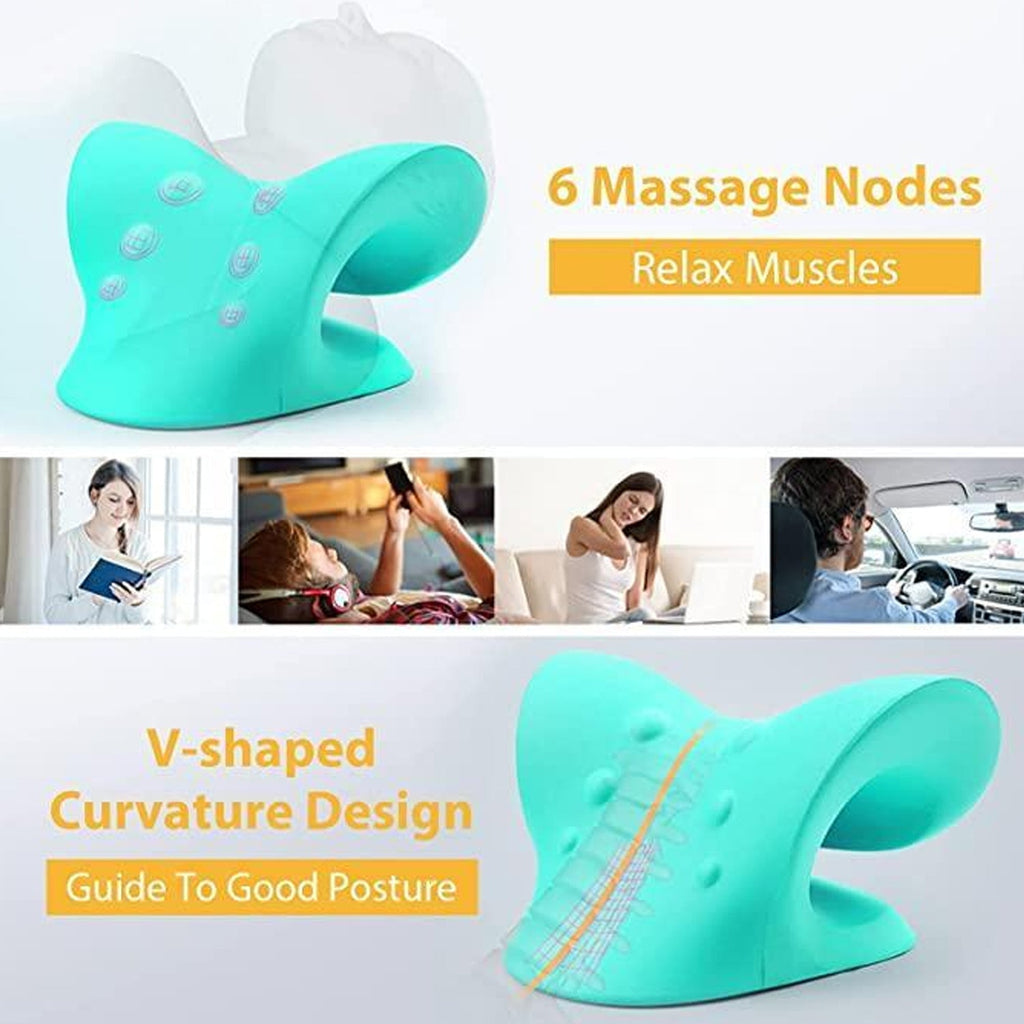 Person demonstrating how to use the neck relaxer pillow for effective pain relief.