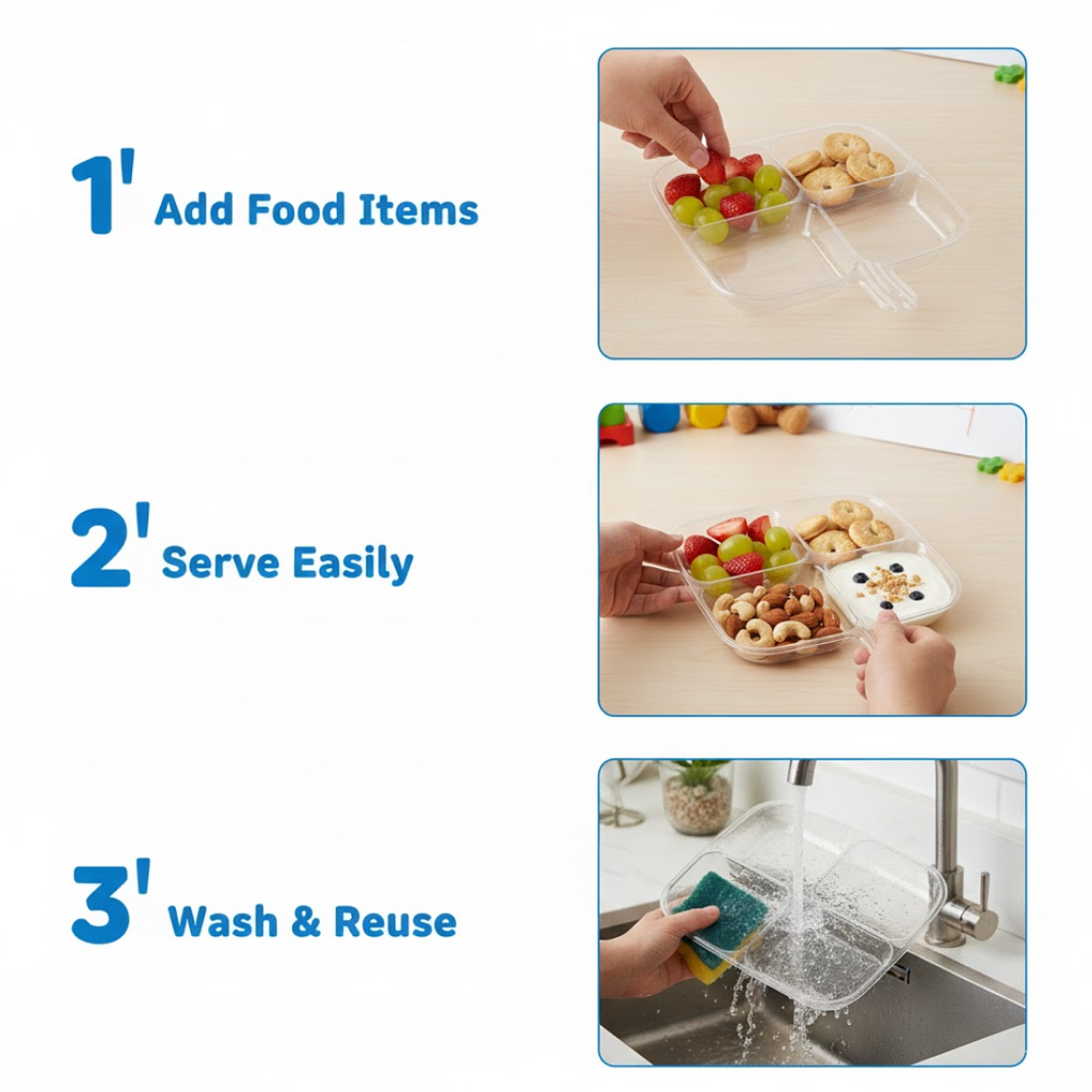 Clear kitchen tray displaying anti-slip bottom for stability