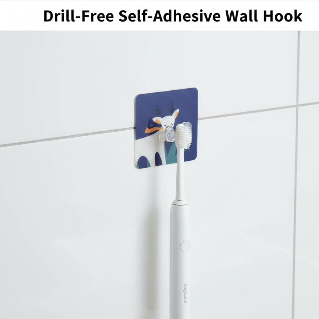 Back view of self-adhesive wall hook showing strong adhesive surface