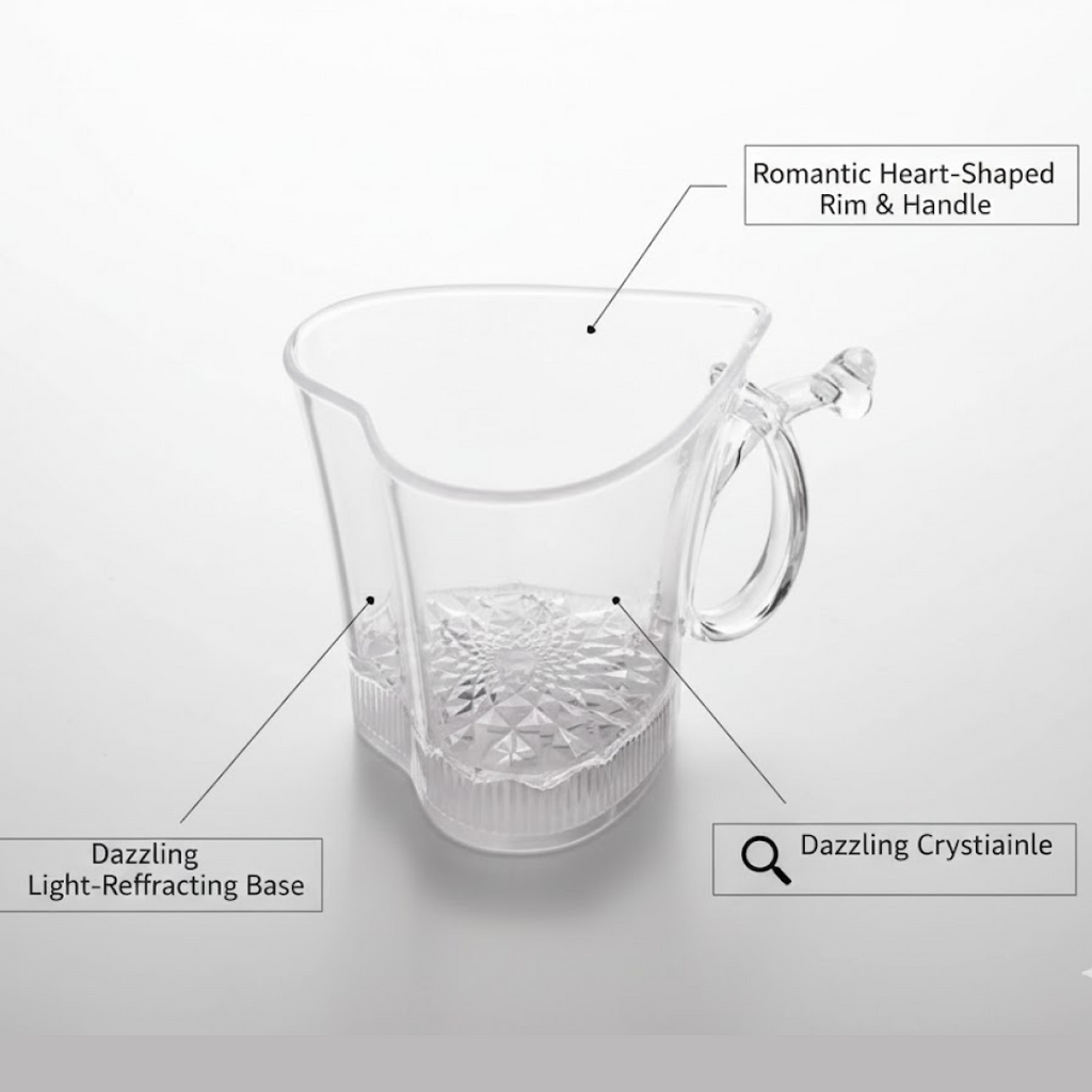 Top-down view of the LED Glass Cup, highlighting its heart design and liquid activation.