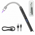 USB rechargeable electric arc lighter with long flexible neck in white color