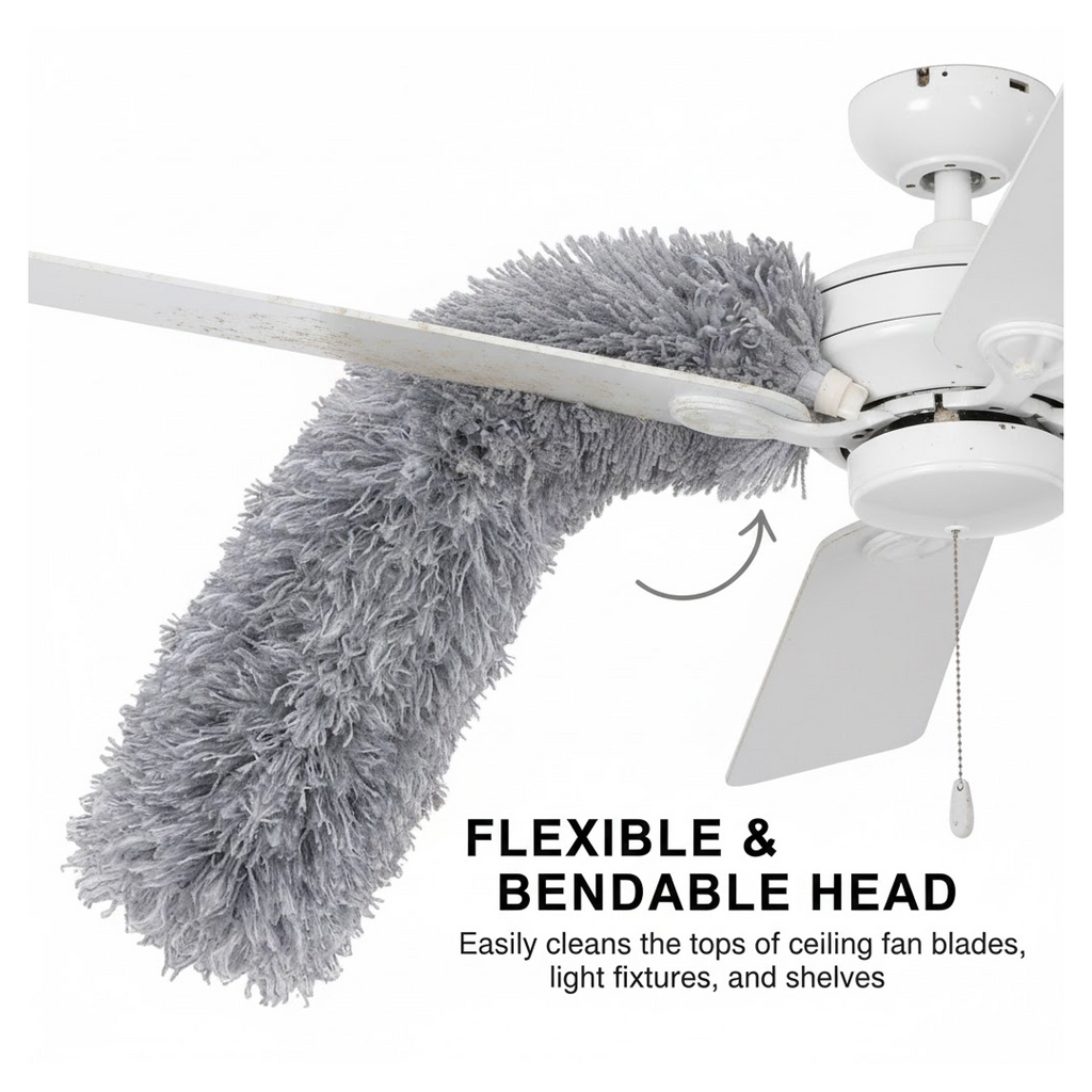 Velvet Wipe microfiber duster with extendable handle.