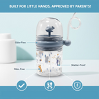 Whale Spray Sippy Cup with its lid open, showing the straw and internal mechanism.