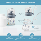 Demonstration of the Whale Spray Sippy Cup's spill-proof design, perfect for active toddlers.