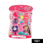 Multicolour pretend makeup vanity toy suitcase, perfect for young girls.