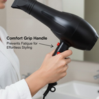 Ergonomic design of the professional hair dryer, highlighting controls.