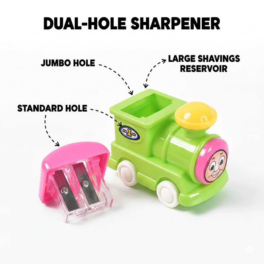 Top view showing dual holes of Thomas the Tank Engine pencil sharpener