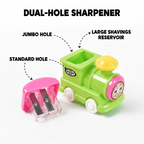 Top view showing dual holes of Thomas the Tank Engine pencil sharpener