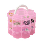 Stacked view of transparent flower-shaped 3-layer storage organizer box