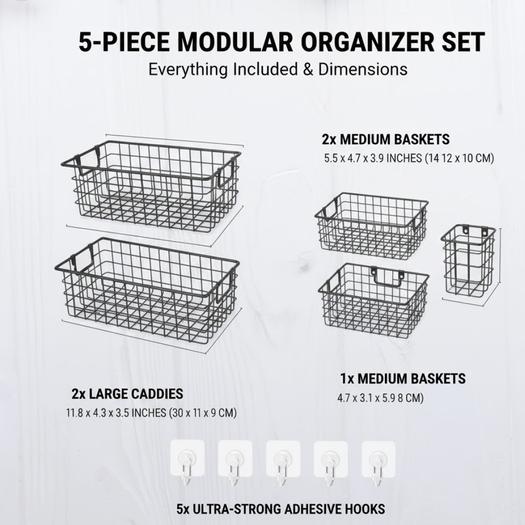 Metal shower storage baskets designed for shower head installation and organization