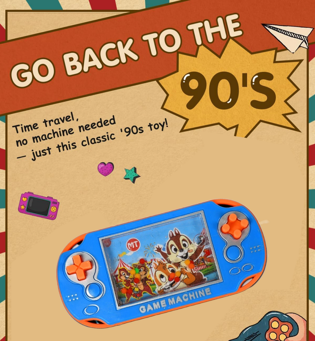 Front view of a brightly coloured handheld water game, showcasing its engaging design for kids.