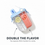 Side profile of the dual compartment water bottle, showcasing its sleek design.