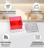 Ruby dry fruit storage container showcasing its contents through clear plastic for easy identification.