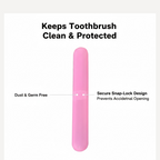 Compact toothbrush travel case in white, featuring a secure closing lid.