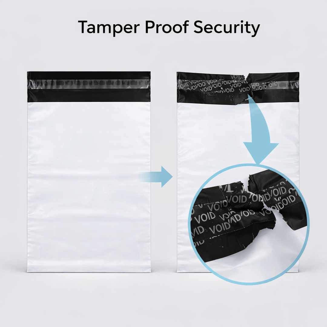 Courier bag with its secure, tamper-proof seal clearly visible.