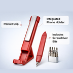 Portable Multi-Function Pen screwdriver set with stylus and phone stand functionality.