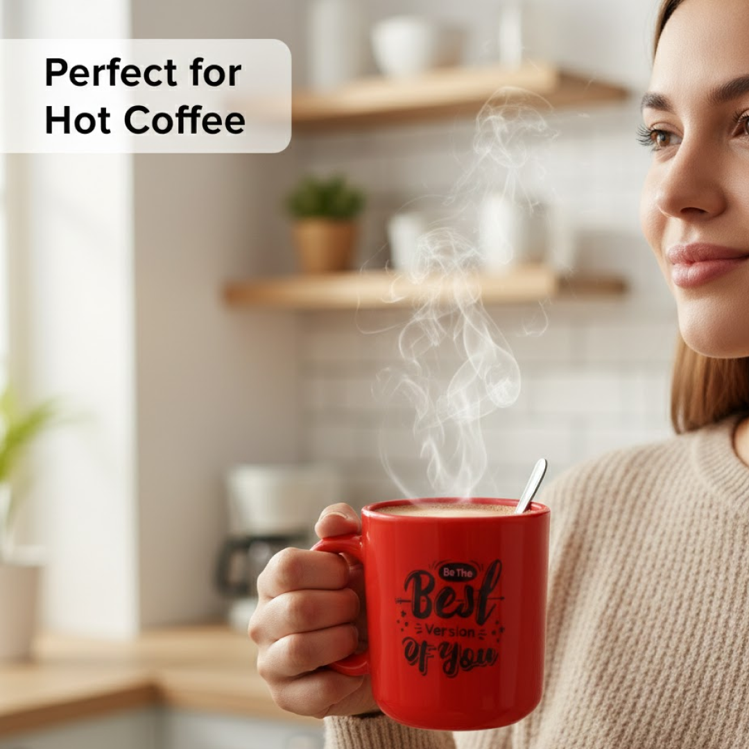 Close-up of the comfortable handle on the stylish coffee mug.