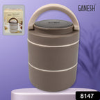 A person carrying the portable Ganesh stainless steel lunch box to office or school.