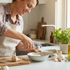 Sturdy aluminum garlic press with a sleek, metallic finish.