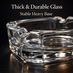Visual guide emphasizing the robust construction of the crystal ashtray.