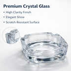 Infographic highlighting the premium quality and lead-free material of the ashtray.