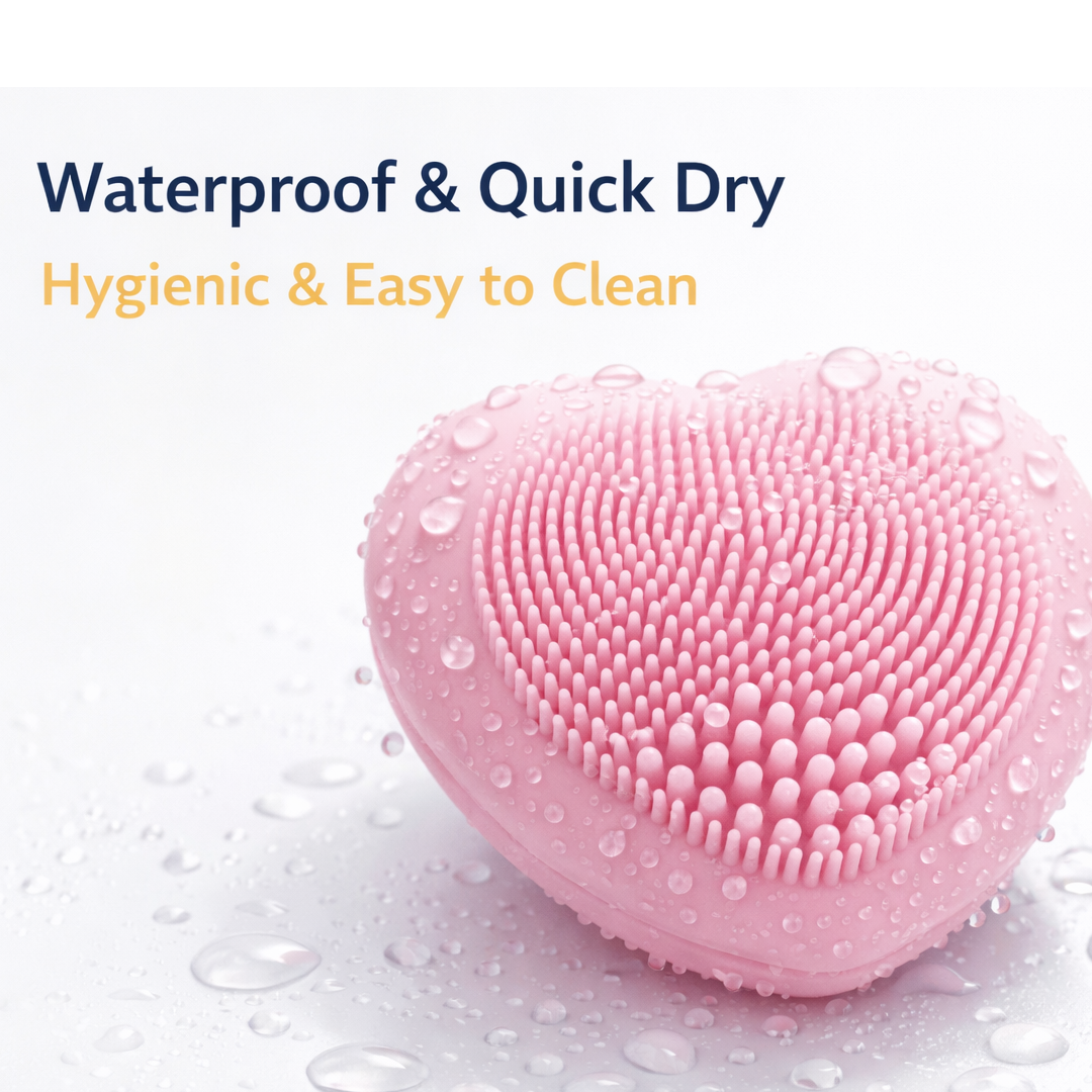 Front view of the heart-shaped silicone face wash brush.