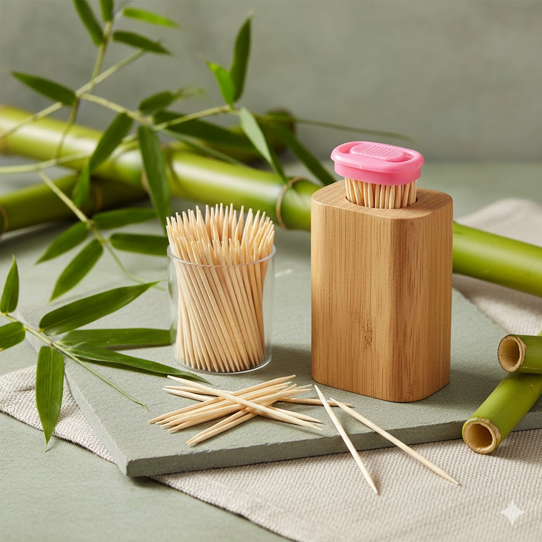 Illustration demonstrating the slide-type dispensing mechanism of the toothpick box.